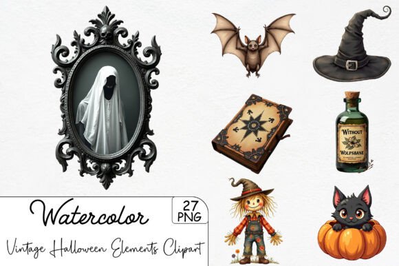 Download Vintage Halloween Elements Clipart - Halloween elements clipart Collection