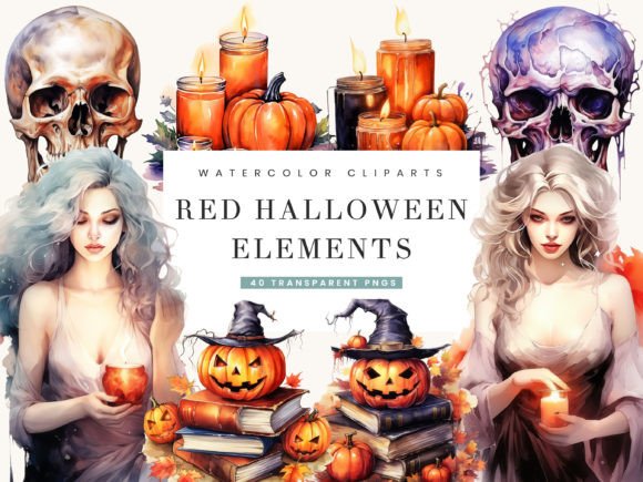 Download Red Halloween Elements Clipart - Halloween elements clipart Collection