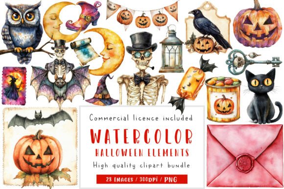 Download Vintage Halloween Elements Clipart - Halloween elements clipart Collection
