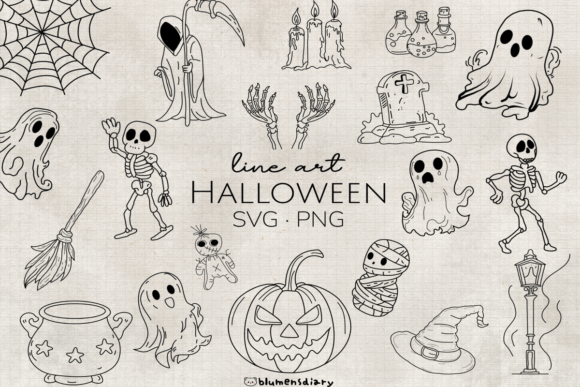 Download Line Art Halloween Elements Clipart - Halloween elements clipart Collection