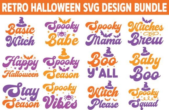Download Retro Halloween SVG Design Bundle - Halloween svg design Collection