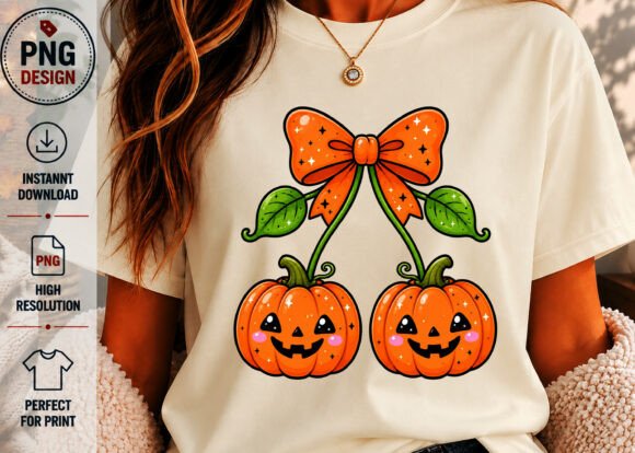 Download Kawaii Cherry Pumpkins PNG Halloween - Premium Resources